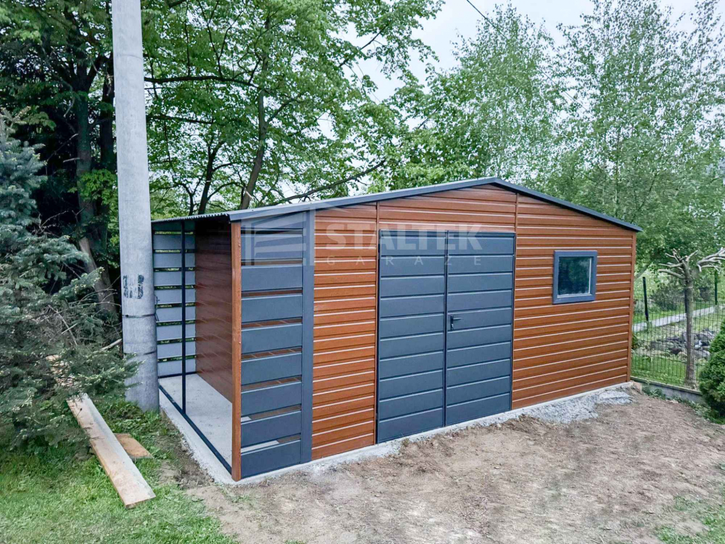 Schowek - Domek Ogrodowy 5,5x3m + wiata 0,5m -  Brama okno dach ST130 Chodzież - zdjęcie 3