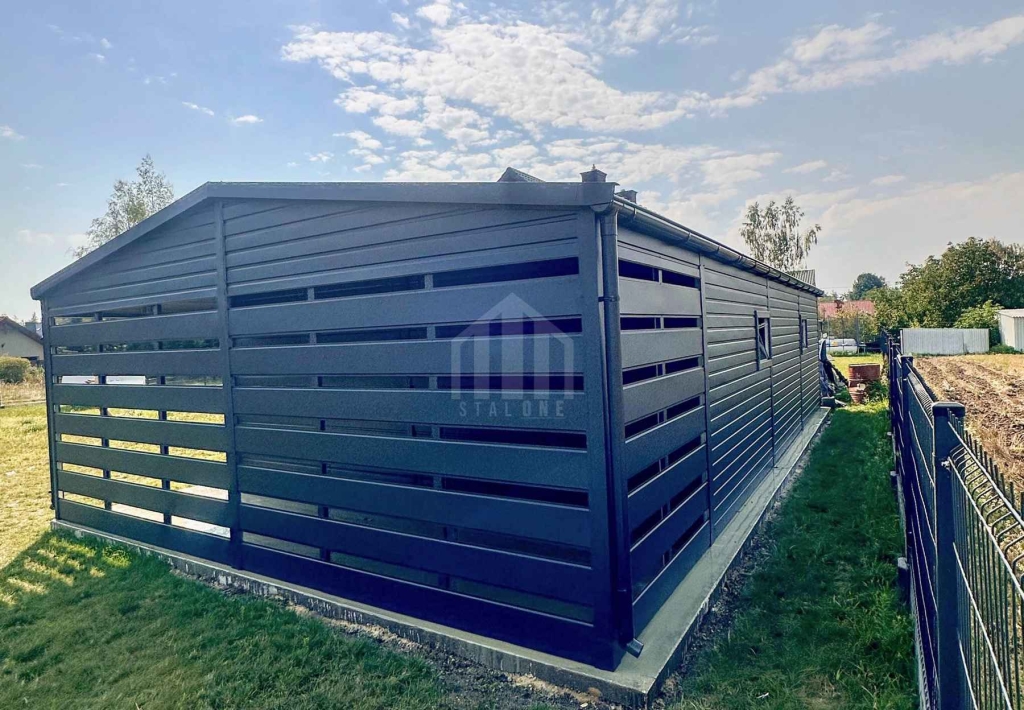 Garaż blaszany 9x6m wiata 2m 2x brama drzwi 4x okno rynna dach SO156 Gliwice - zdjęcie 2