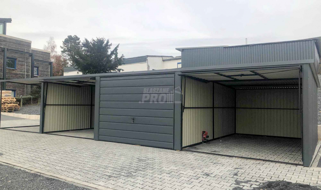 Garaż blaszany 9x6 + wiata 3x6 3x Brama uchylna spad w tył  GP162 Nowy Sącz - zdjęcie 8