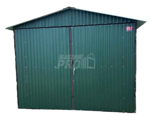 Garaż blaszany 3x6 Brama dwuskrzydłowa Zielony dach dwuspadowy GP79 Białystok - zdjęcie 1