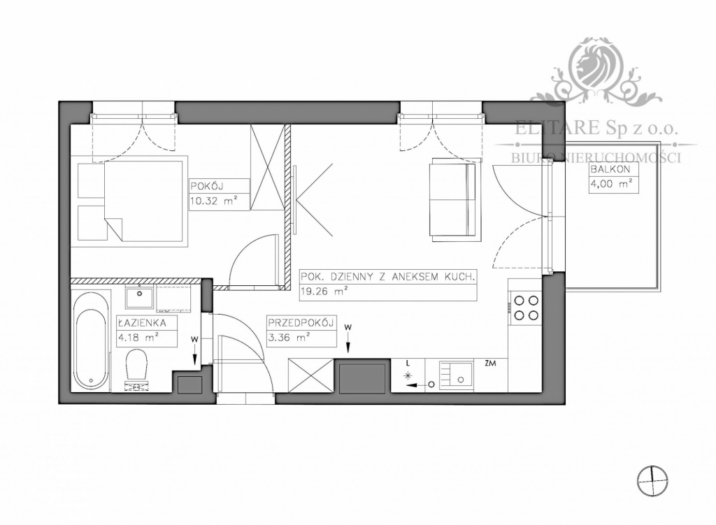 Mieszkanie 2 pokojowe 37,12m2 z balkonem 4m2, Jagodno/Iwiny Wrocław - zdjęcie 2