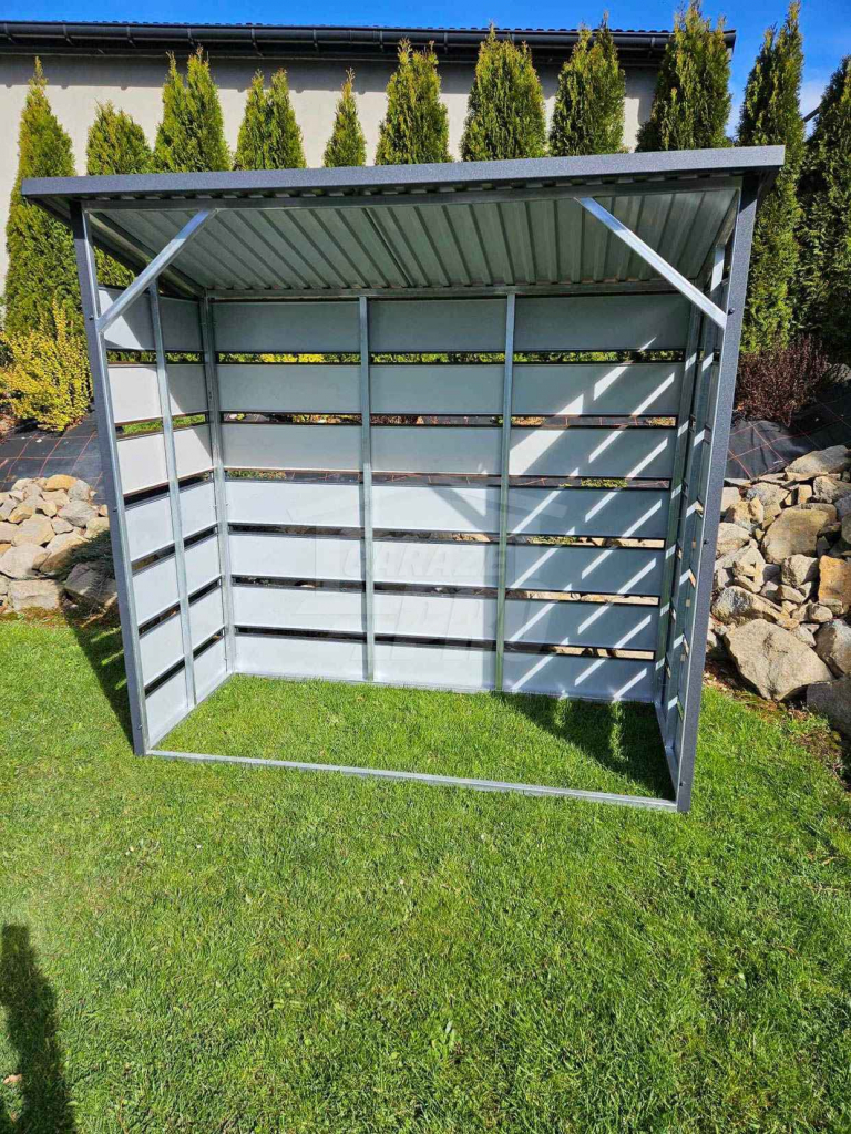 Wiata śmietnikowa - drewutnia - spad tył 2x0,8m ciemny orzech GP355 Gdynia - zdjęcie 9