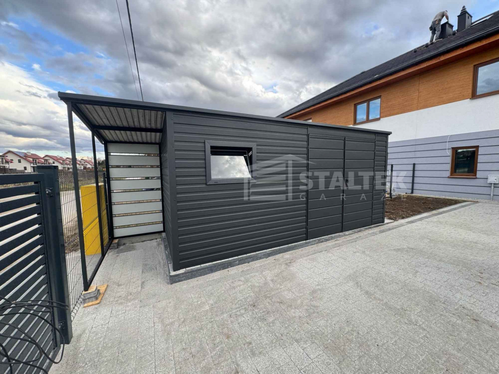 Schowek - Domek Ogrodowy 5x2m + wiata 1m  Drzwi  okno dach ST127 Gniezno - zdjęcie 2