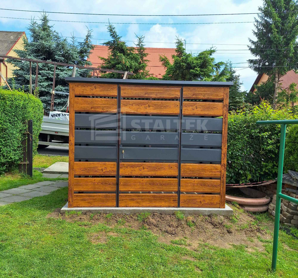 Wiata śmietnikowa 2,5x1,3 m  drewnopodobny ST188 Legnica - zdjęcie 4