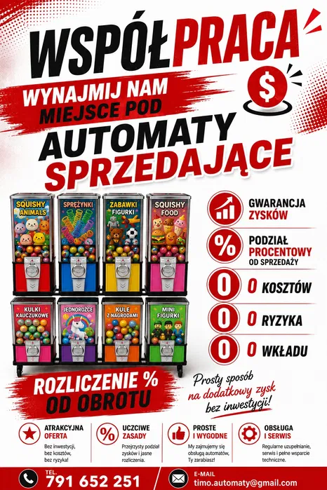 Szukamy miejsca pod automaty na kulki stały dochód własnego maszyny Świdnik - zdjęcie 1