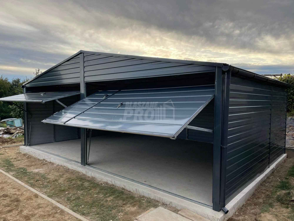 Garaż blaszany 6x5 2x Brama uchylna drzwi rynny Dach spad w tył GP242 Kościerzyna - zdjęcie 7
