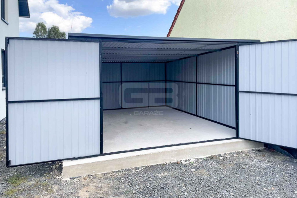Garaż blaszany 4x5m Brama dwuskrzydłowa - antracyt - dach GB163 Przemyśl - zdjęcie 2