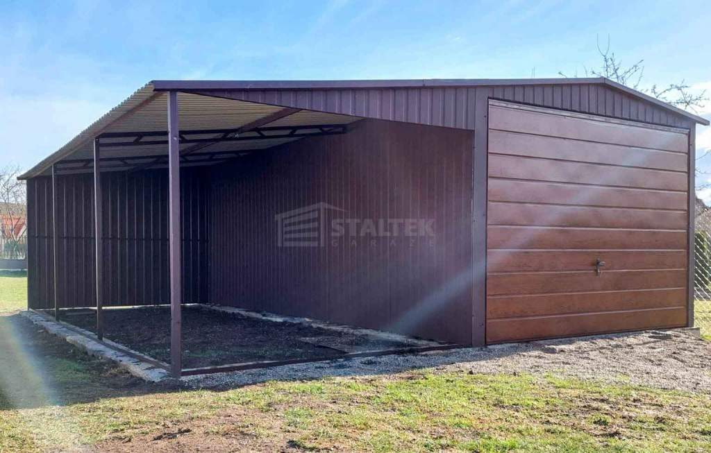 Garaż blaszany 3x6m + wiata 3m - brama uchylna - okno dach ST241 Tarnów - zdjęcie 3