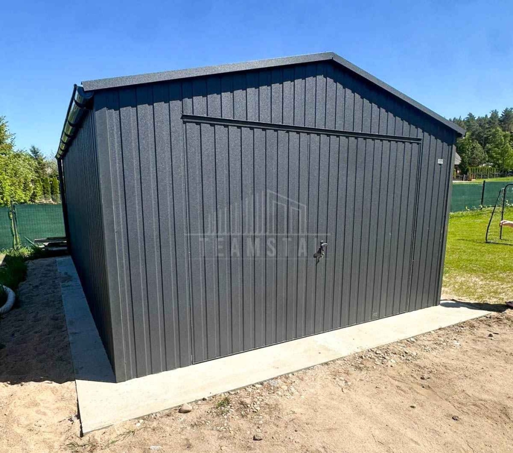 Garaż blaszany 5x6 m - brama uchylna - drzwi - rynny - dach TS1310 Cieszyn - zdjęcie 3
