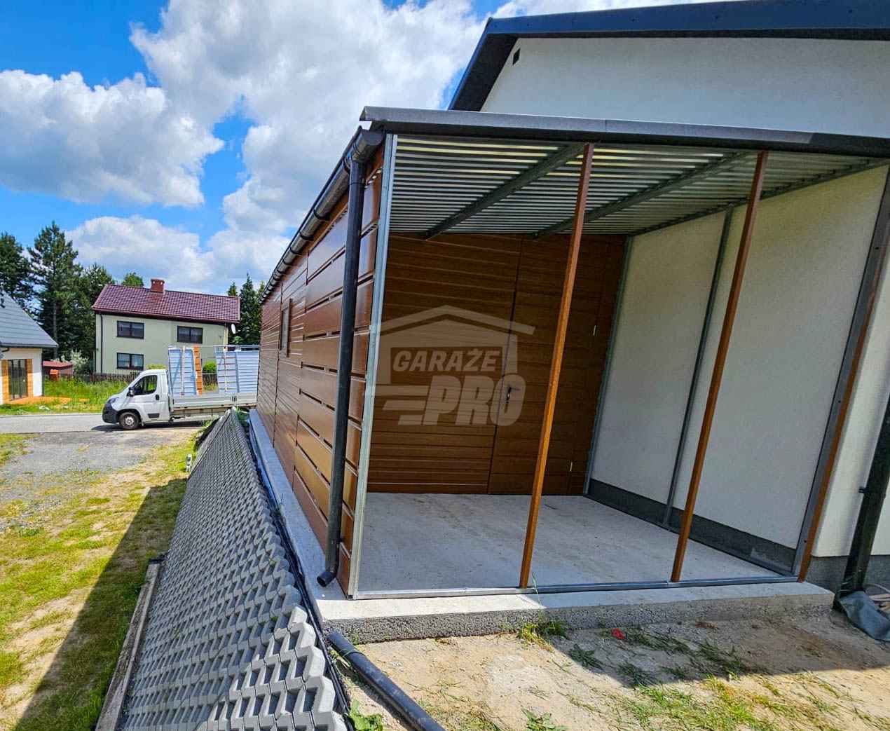 Garaż blaszany 3x6 + wiata 1,5m Brama drzwi okno  dach  rynna GP629 Sopot - zdjęcie 4