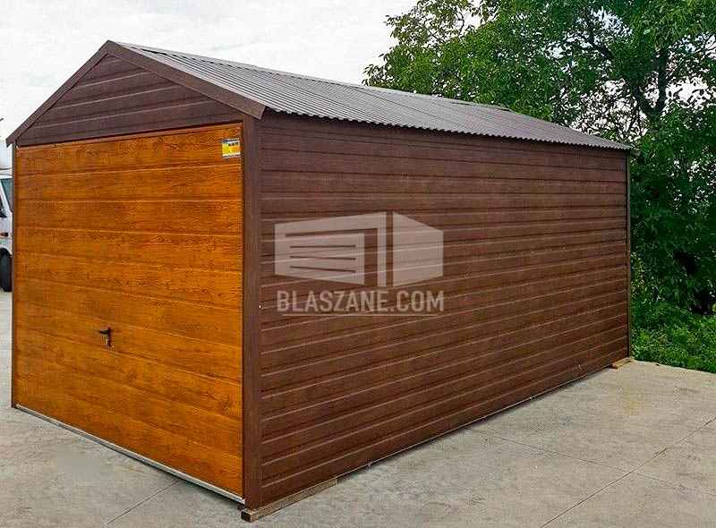 Garaż Blaszany 3x5 - Brama uchylna drewnopodobny dach dwuspadowy BL132 Bełchatów - zdjęcie 6