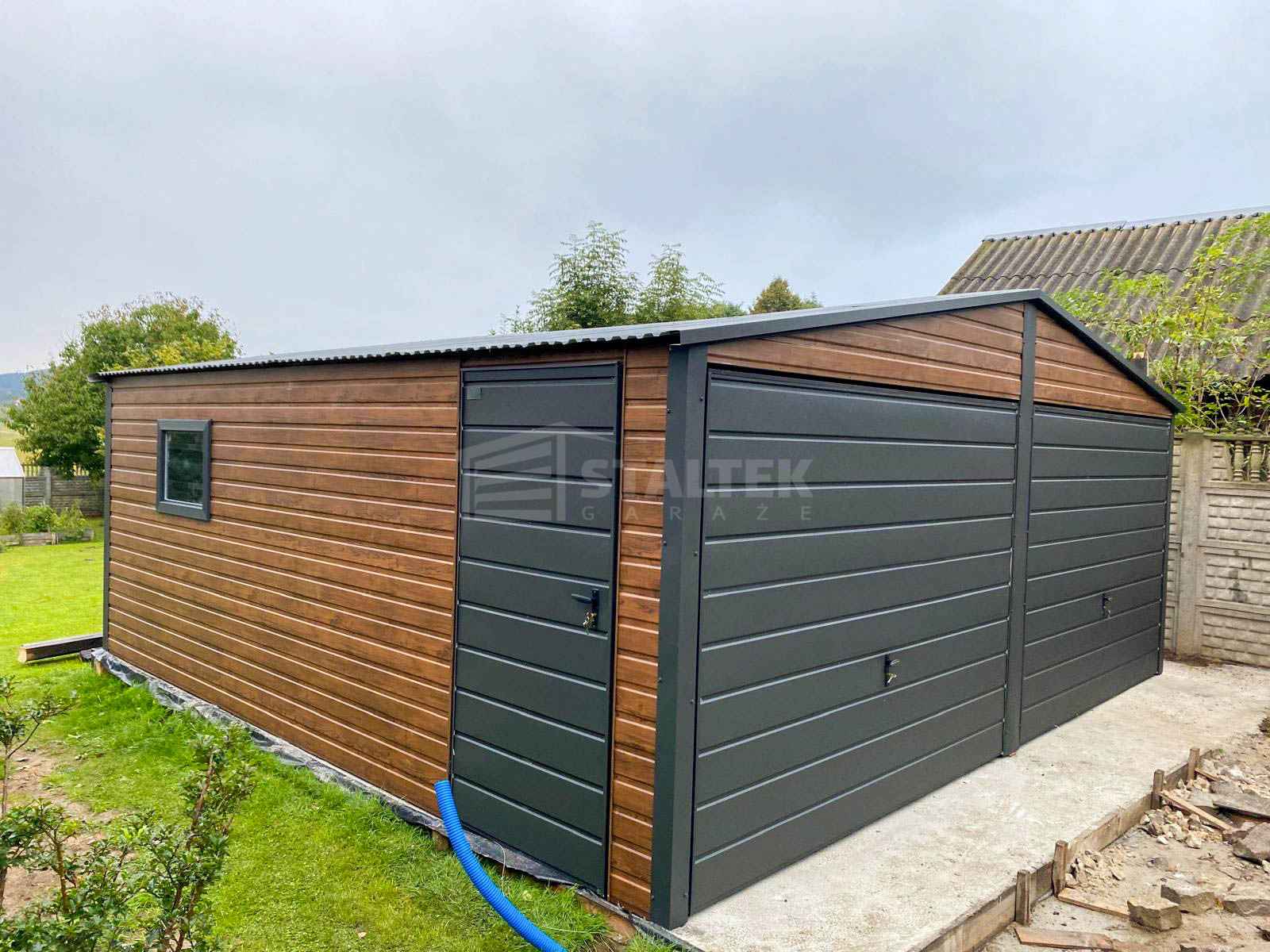 Garaż blaszany 6x5,8 2x brama uchylna drzwi okno  dach  ST247 Gniezno - zdjęcie 4