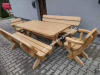 Stół meble ogrodowe drewniane ławki i fotele zestaw antracyt Tokarnia - zdjęcie 7
