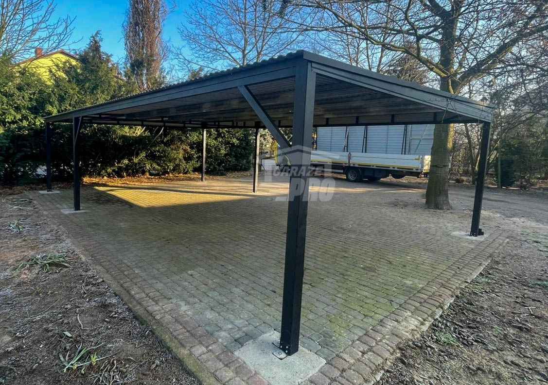 Wiata samochodowa - Carport 9x5,5m - Antracyt - dach spad w tył GP589 Nowy Sącz - zdjęcie 4