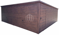 Garaż blaszany 6x5 - 2x brama uchylna - drzwi - dach spad w tył SO128