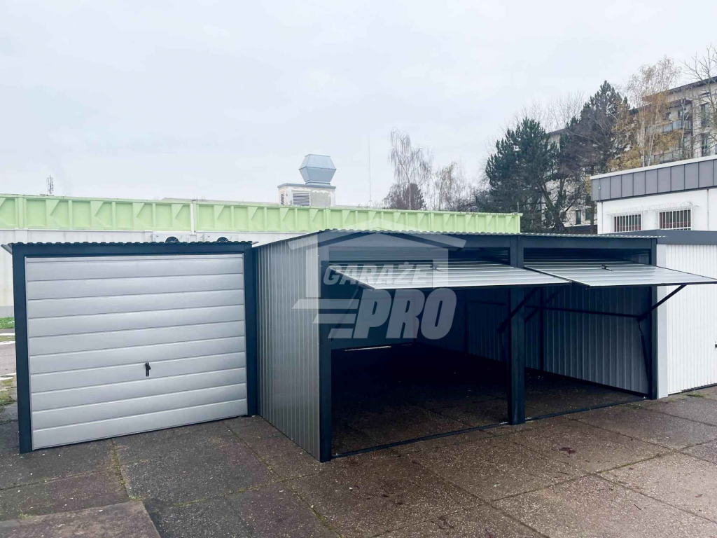 Garaż Blaszany 6x6 - 2x Brama uchylna - Antracyt Jasny Srebrny GP257 Rawa Mazowiecka - zdjęcie 4