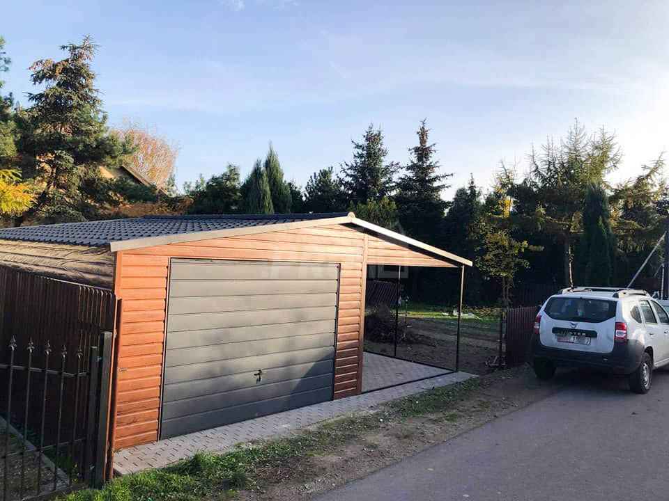 Garaż blaszany 4x6 + wiata 3m Brama uchylna - Blachodachówka GP88 Żnin - zdjęcie 3