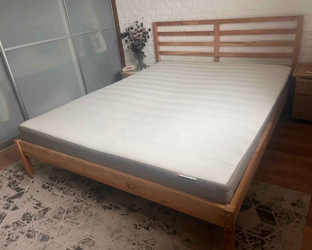 TARVA rama łóżka, sosnaLuröy, 160x200 cm - IKEA + materac Palędzie - zdjęcie 2