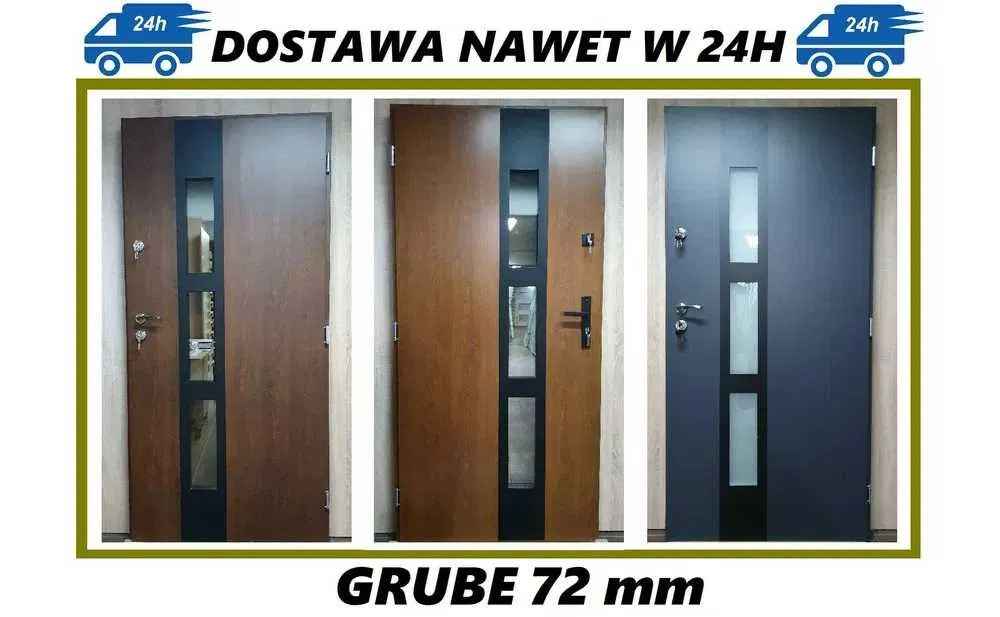 Drzwi zewnętrzne 80, 90 GRUBE 72 mm model "AFRYKA 2" Bemowo - zdjęcie 1