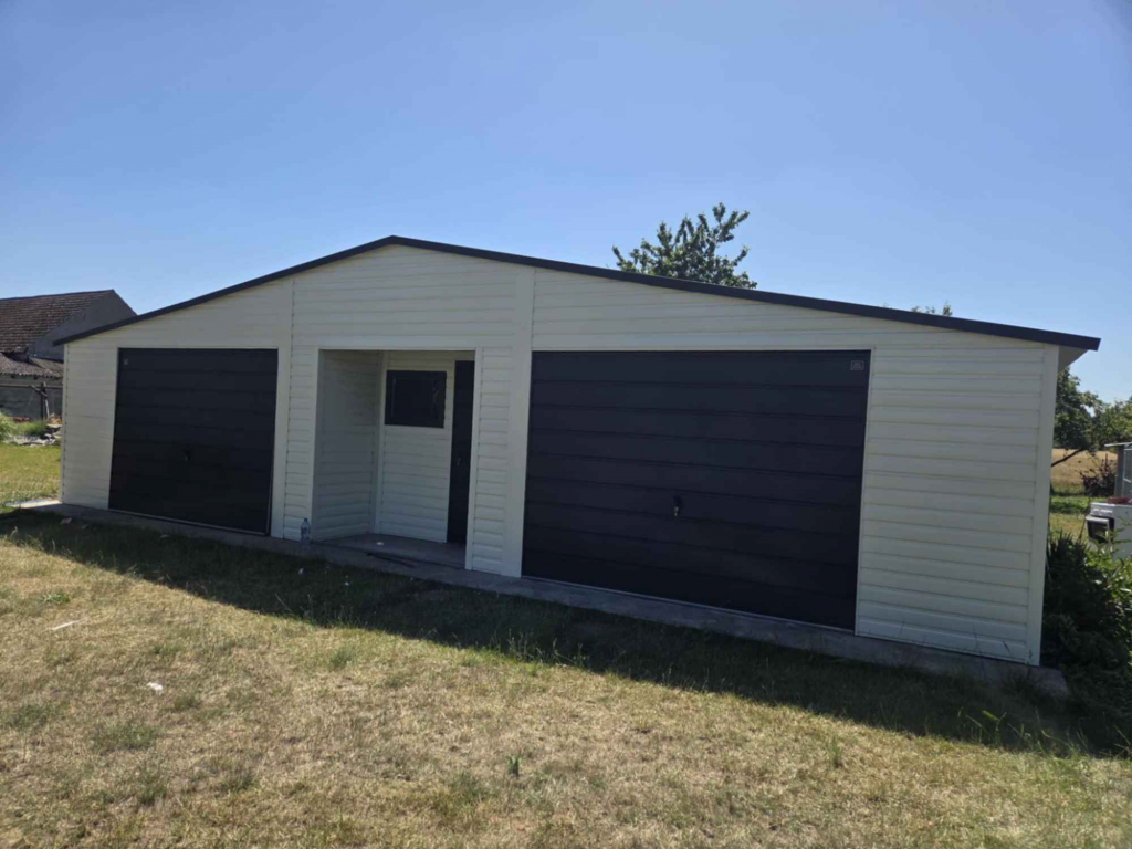 Garaż Blaszany z pomieszczeniem gospodarczym 12x5m Biały + Grafit Mat Radków - zdjęcie 7