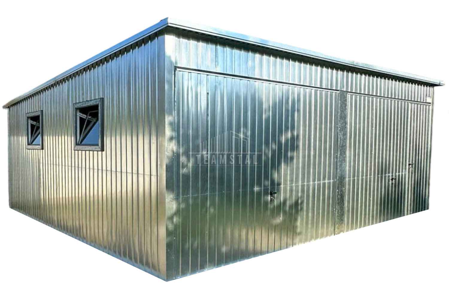 Garaż blaszany 6x6m 2x brama uchylna 2x okno drzwi ocynk dach TS859 Zamość - zdjęcie 1