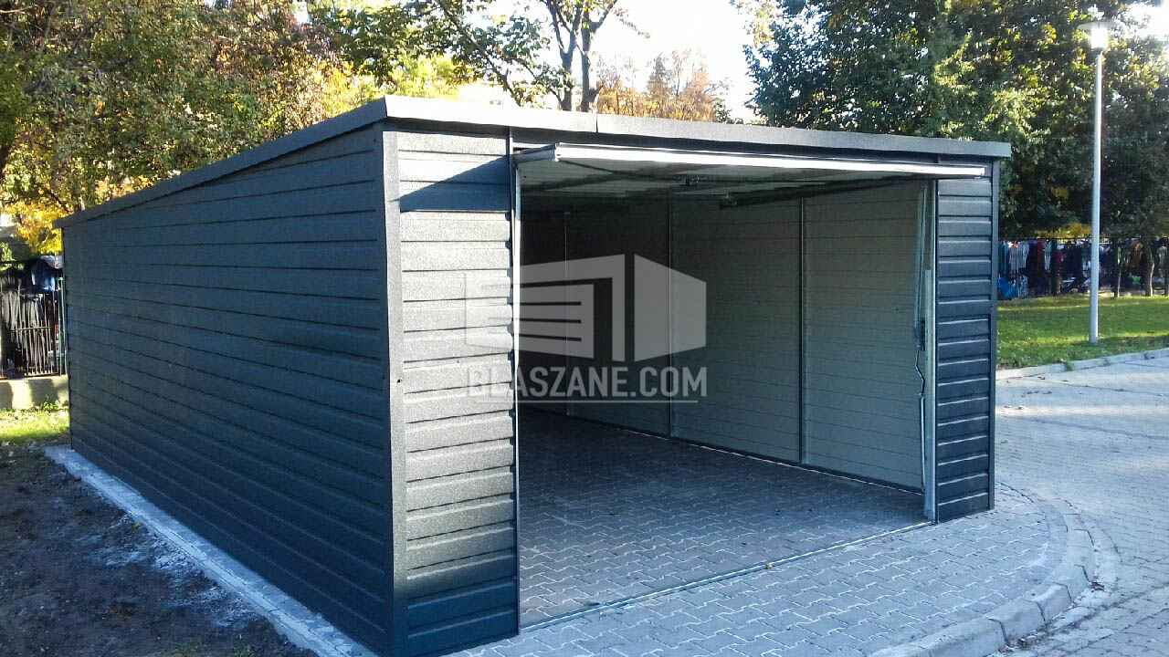 Garaż Blaszany 4x6 - Brama uchylna - Antracyt - dach Spad w tył BL140 Otwock - zdjęcie 3