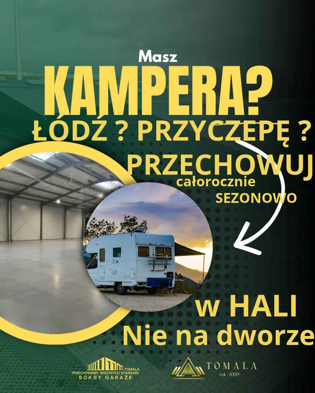 HALE• ZIMOWANIE • PRZECHOWYWANIE Kamperów Łodzi Motocykli i nie tylko Stargard - zdjęcie 1