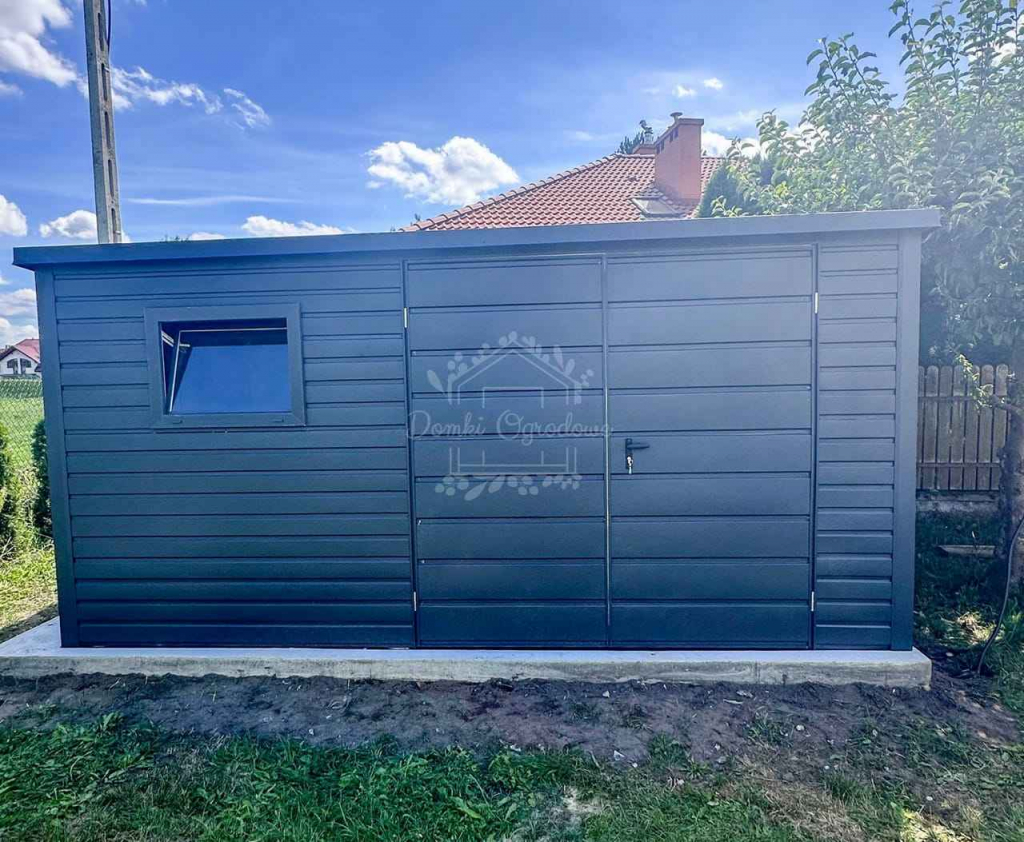 Schowek - domek ogrodowy 4,5x2m  antracyt - dach spad w tył ID1075 Dobre Miasto - zdjęcie 4