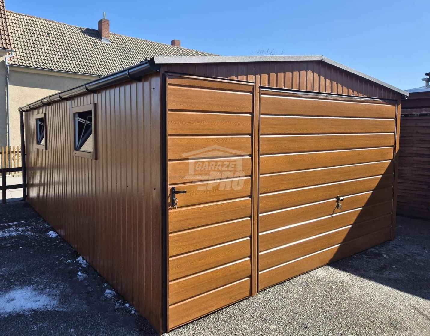 Garaż blaszany 4x6m - brama uchylna - drzwi - 2x okno rynny dach GP584 Cieszyn - zdjęcie 5