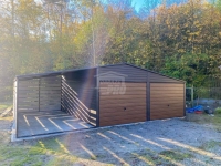 Garaż blaszany 6x6m - wiata 3m - 2x Brama  drewnopodobny Dach GP681 Zakopane - zdjęcie 2