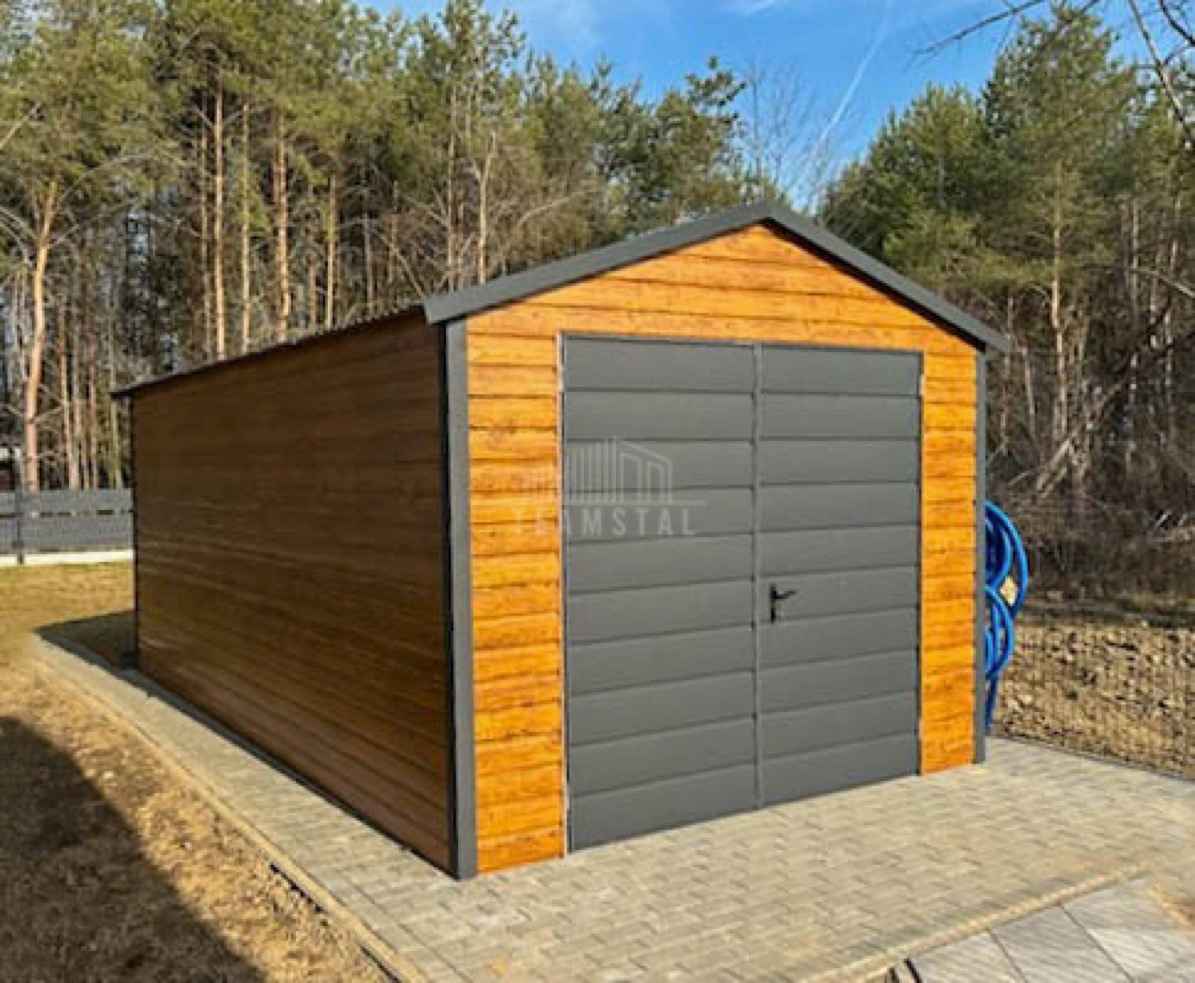 Garaż blaszany 4x6m - Brama dwuskrzydłowa  drewnopodobny dach TS1143 Jelenia Góra - zdjęcie 3