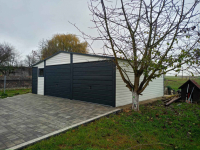 Garaż blaszany 8×6 Dach dwuspadowy, Bramy uchylne, Biały + Grafit Toruń - zdjęcie 4
