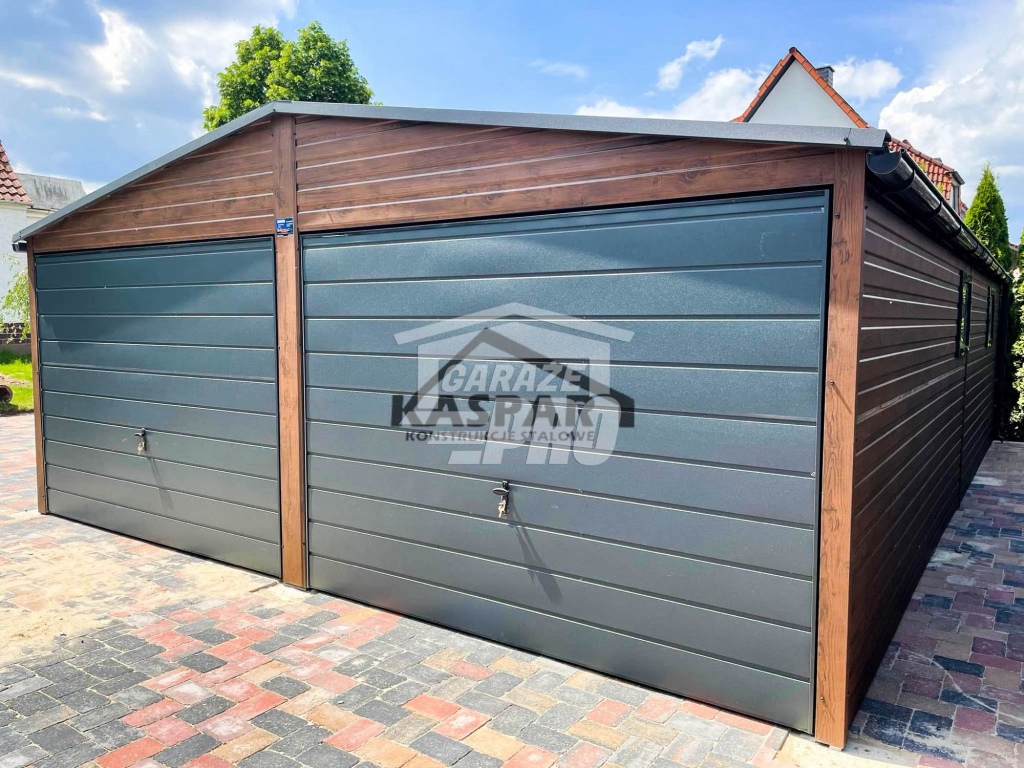 Garaż blaszany 6x9 drewnopodobny  Dach dwuspadowy Blachodachówka GP126 Nowy Sącz - zdjęcie 11