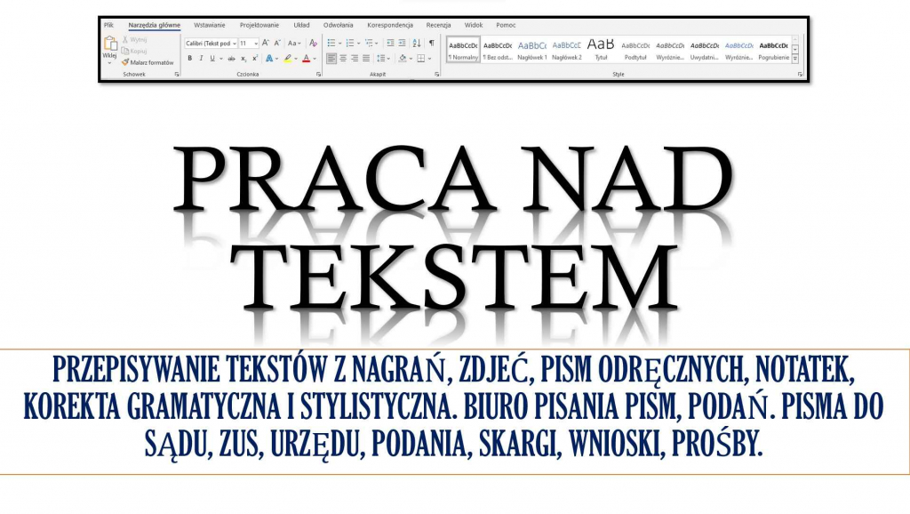Edycja tekstu w wordzie, na komputerze, przygotowanie, sprawdzenie, Psie Pole - zdjęcie 2