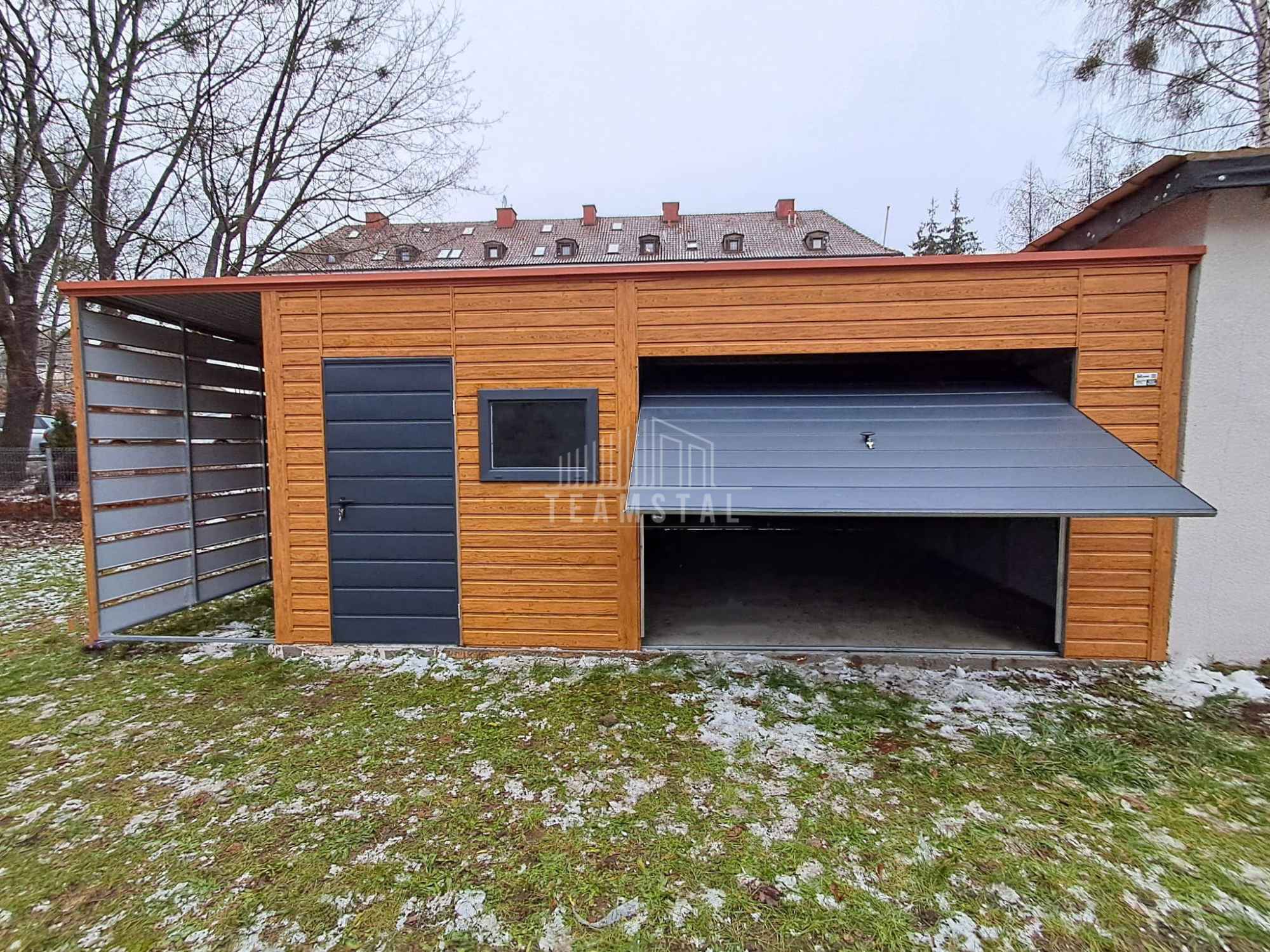 Garaż blaszany 6x6m + Wiata 1,5m Brama uchylna drzwi okno  dach TS1051 Elbląg - zdjęcie 2