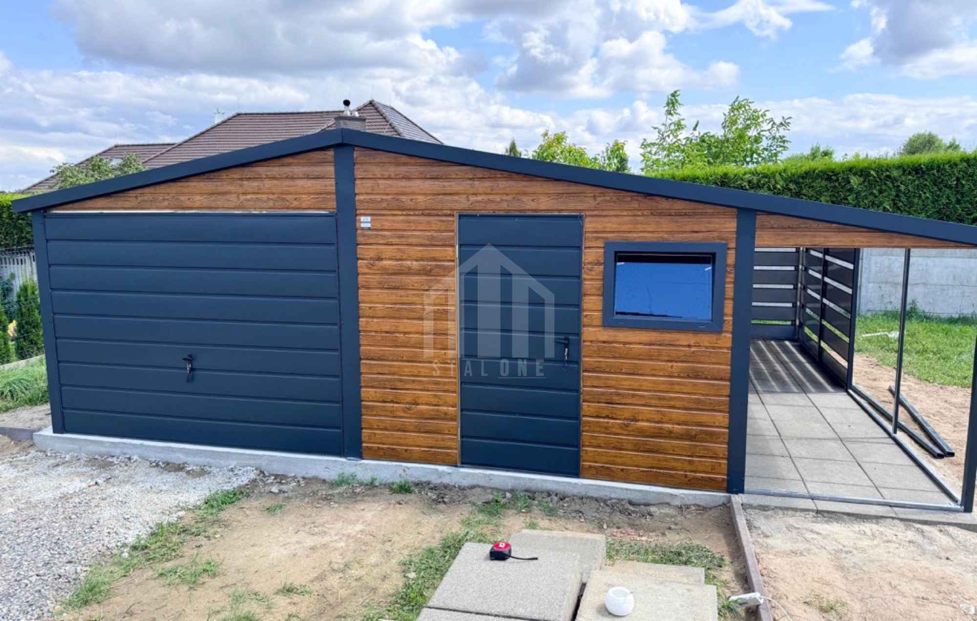 Garaż blaszany 6,5x6m + wiata 2,5m - brama drzwi okno rynny SO121 Tarnów - zdjęcie 2