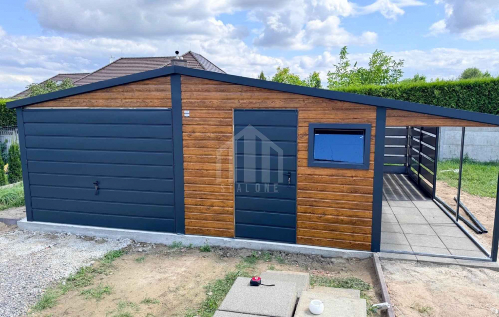 Garaż blaszany 6,5x6m + wiata 2,5m - brama drzwi okno rynny SO121 Tarnów - zdjęcie 2