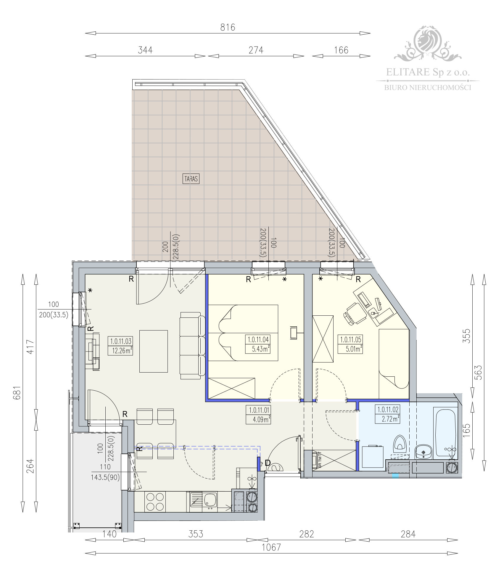 REZERWACJA/Mieszkanie 3pok. o pow 52,95m2 z balkonem/ Krzyki Partynice Wrocław - zdjęcie 8
