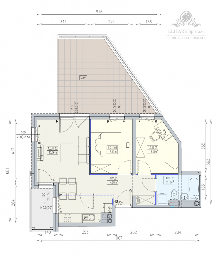 REZERWACJA/Mieszkanie 3pok. o pow 52,95m2 z balkonem/ Krzyki Partynice Wrocław - zdjęcie 8