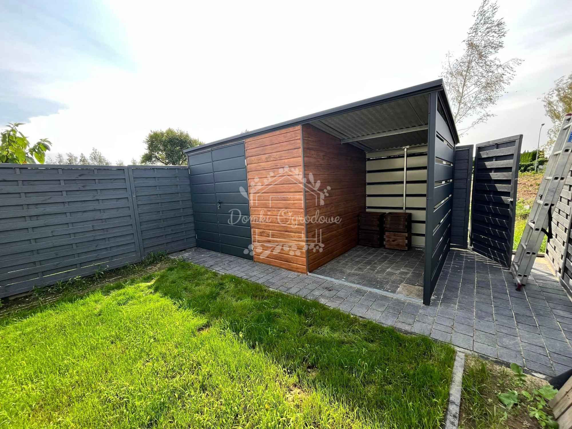 Domek Ogrodowy 3x3m + wiata 1,5x3  Antracyt Drewnopodobny   ID704 Gliwice - zdjęcie 3