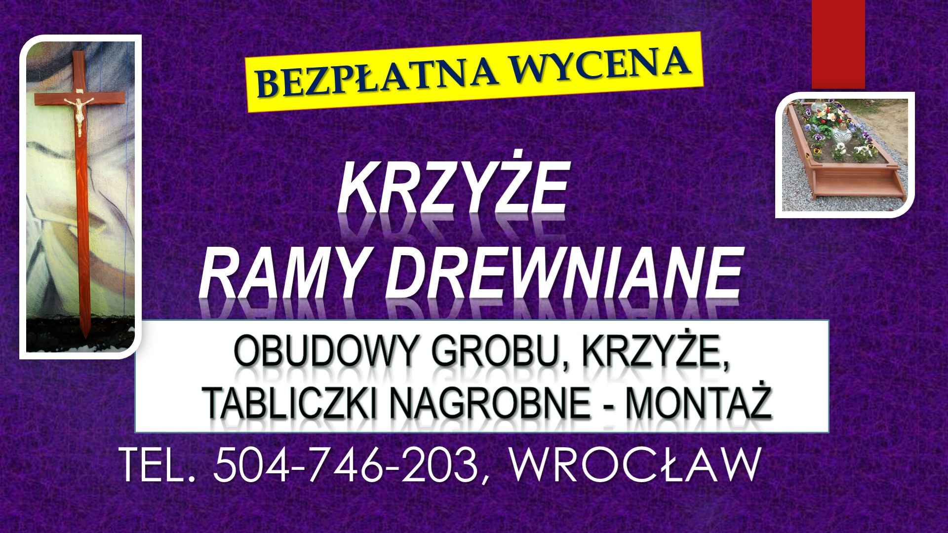 Krzyże nagrobne, cena. T. 504746203. Cmentarz, Wrocław, krzyż na grób. Psie Pole - zdjęcie 2