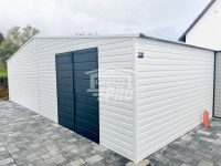 Garaż blaszany 8x4 drzwi  Biały + Antracyt  Dach dwuspadowy GP131 Turek - zdjęcie 2