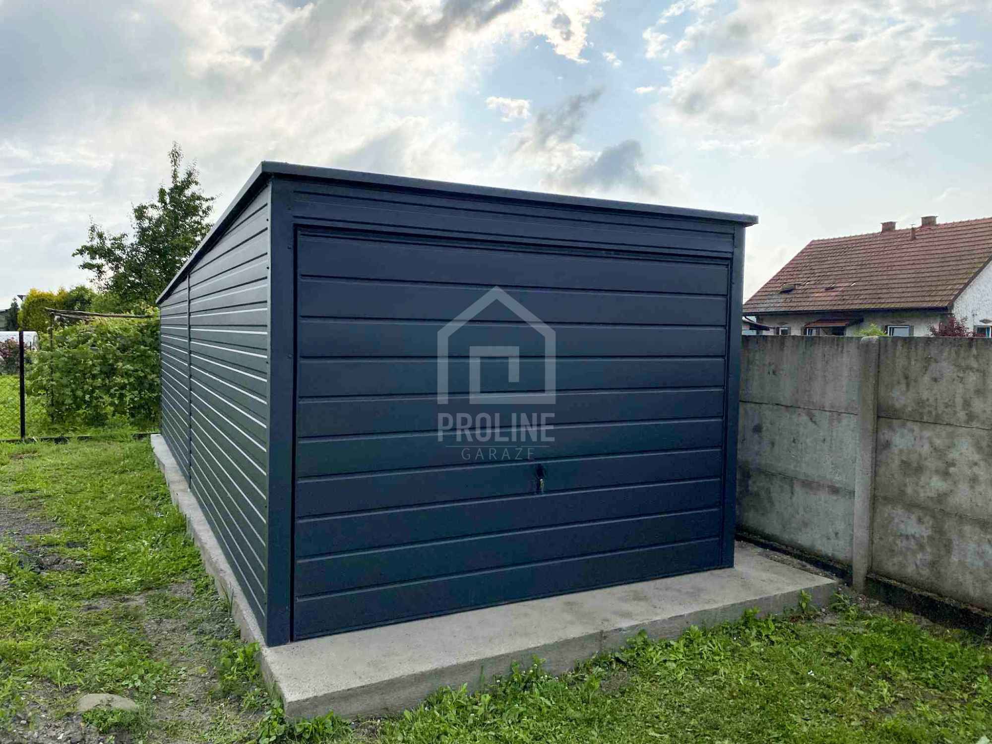 Garaż blaszany 3x6m Brama uchylna - antracyt - dach spad w tył  PLG161 Kalwaria Zebrzydowska - zdjęcie 3