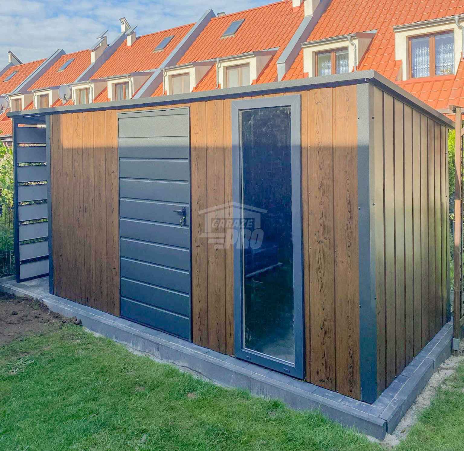 Schowek - Domek Ogrodowy 3,5x2m + wiata 0,7m  Drzwi  okno dach GP553 Toruń - zdjęcie 3
