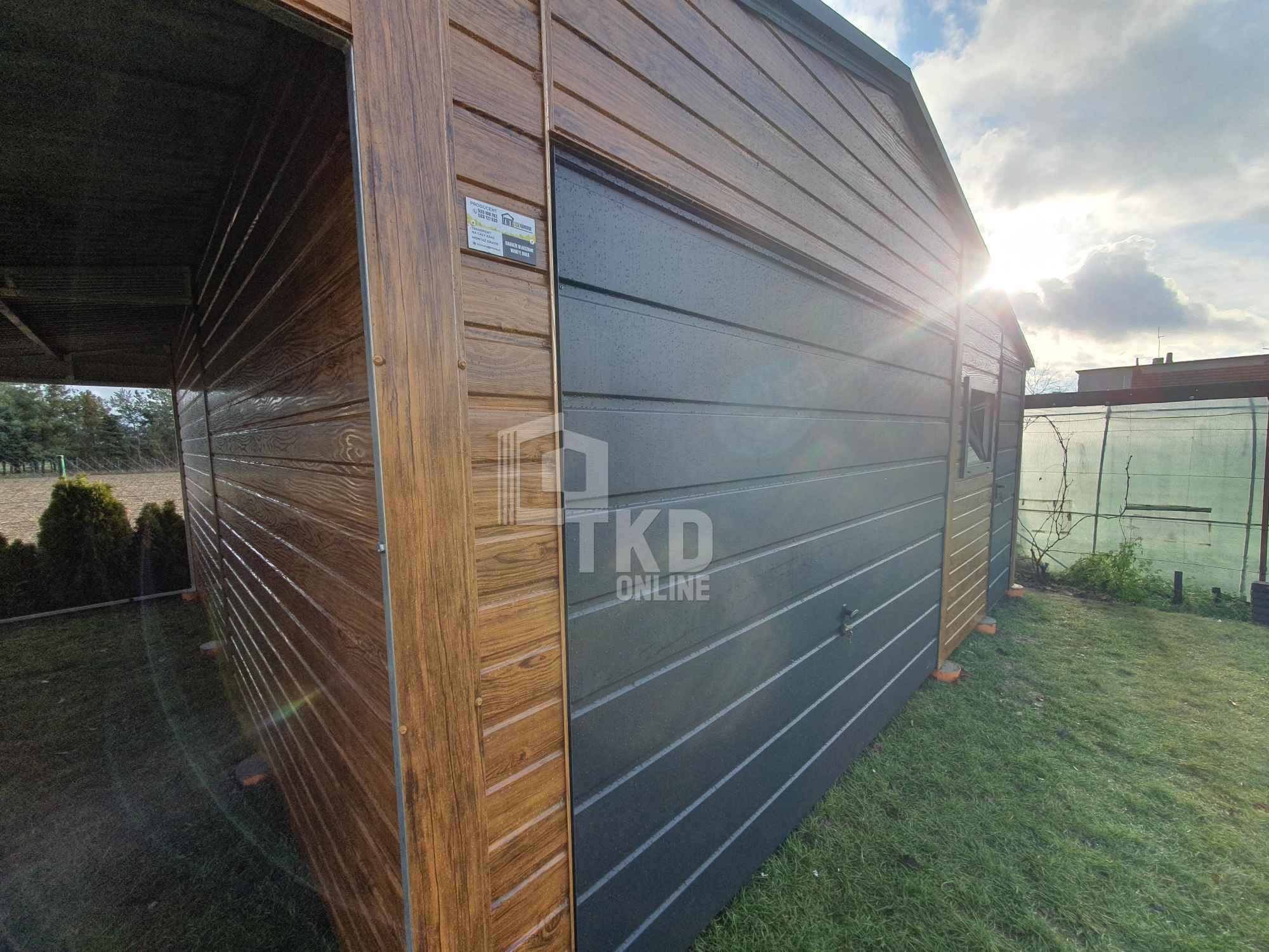 Garaż Blaszany 5x6 + wiata 1,5x6 Brama - okno drewnopodobny TKD147 Słupsk - zdjęcie 11