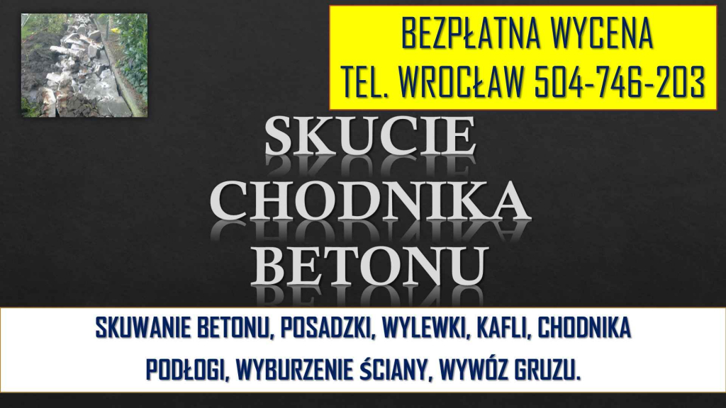 Skucie chodnika, ścieżki, tel. 504-746-203, opaski z betonu, Wrocław. Psie Pole - zdjęcie 1