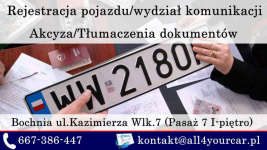 Rejestracja pojazdów AKCYZA Wydział komunikacji Ubezpieczenia OC/AC Bochnia - zdjęcie 3