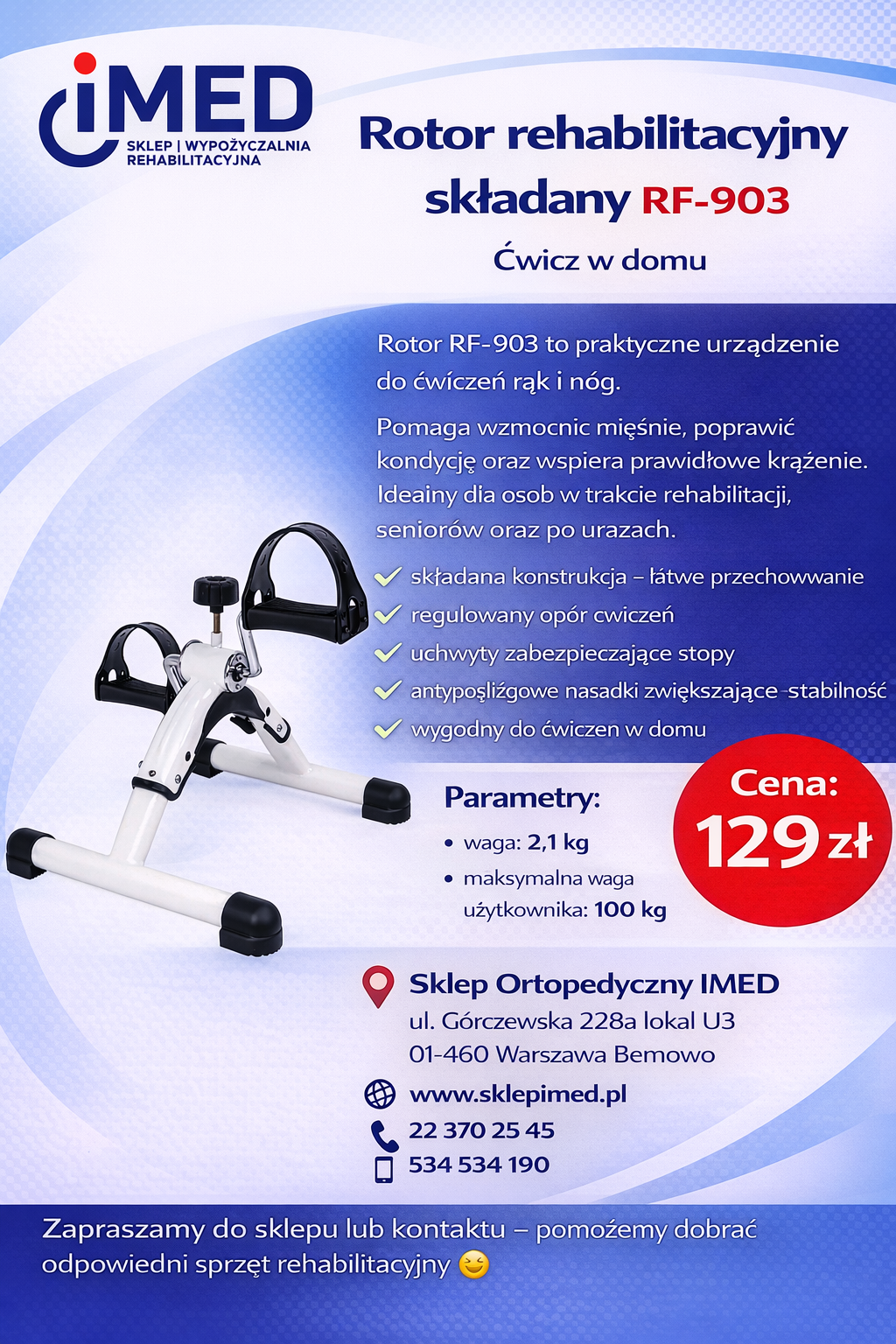 Rotor rehabilitacyjny składany RF-903 – do ćwiczeń rąk i nóg Warszawa Bemowo - zdjęcie 1