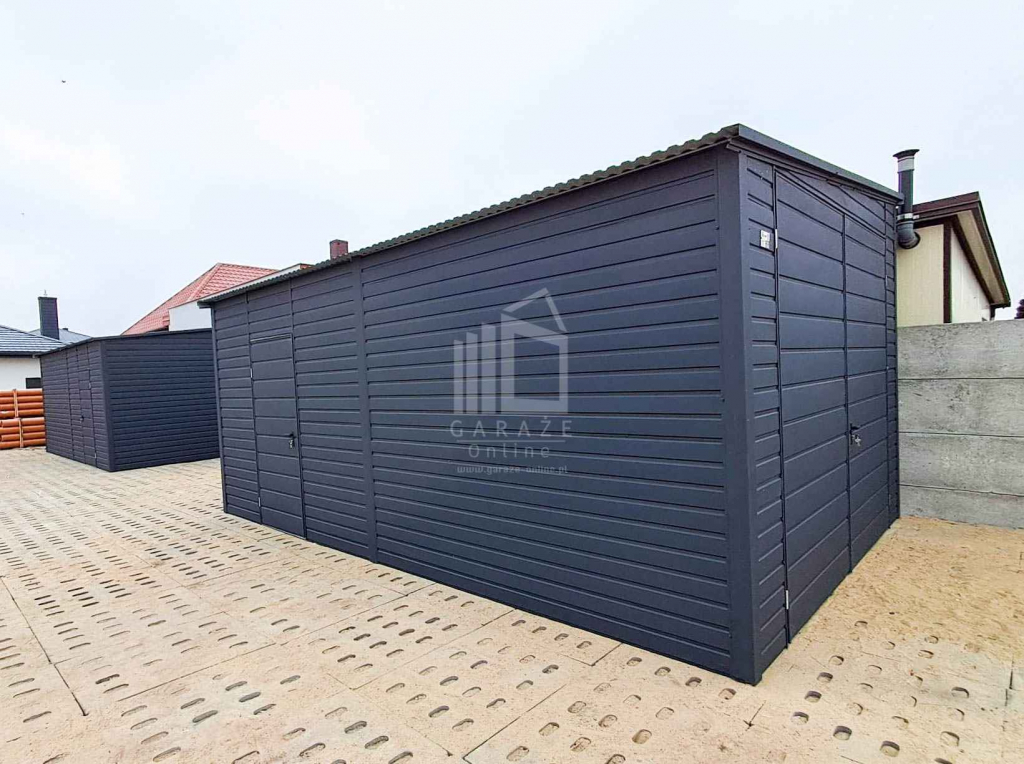 Garaż blaszany 3x7m - Brama dwuskrzydłowa drzwi dach spad w bok ID966 Żary - zdjęcie 6