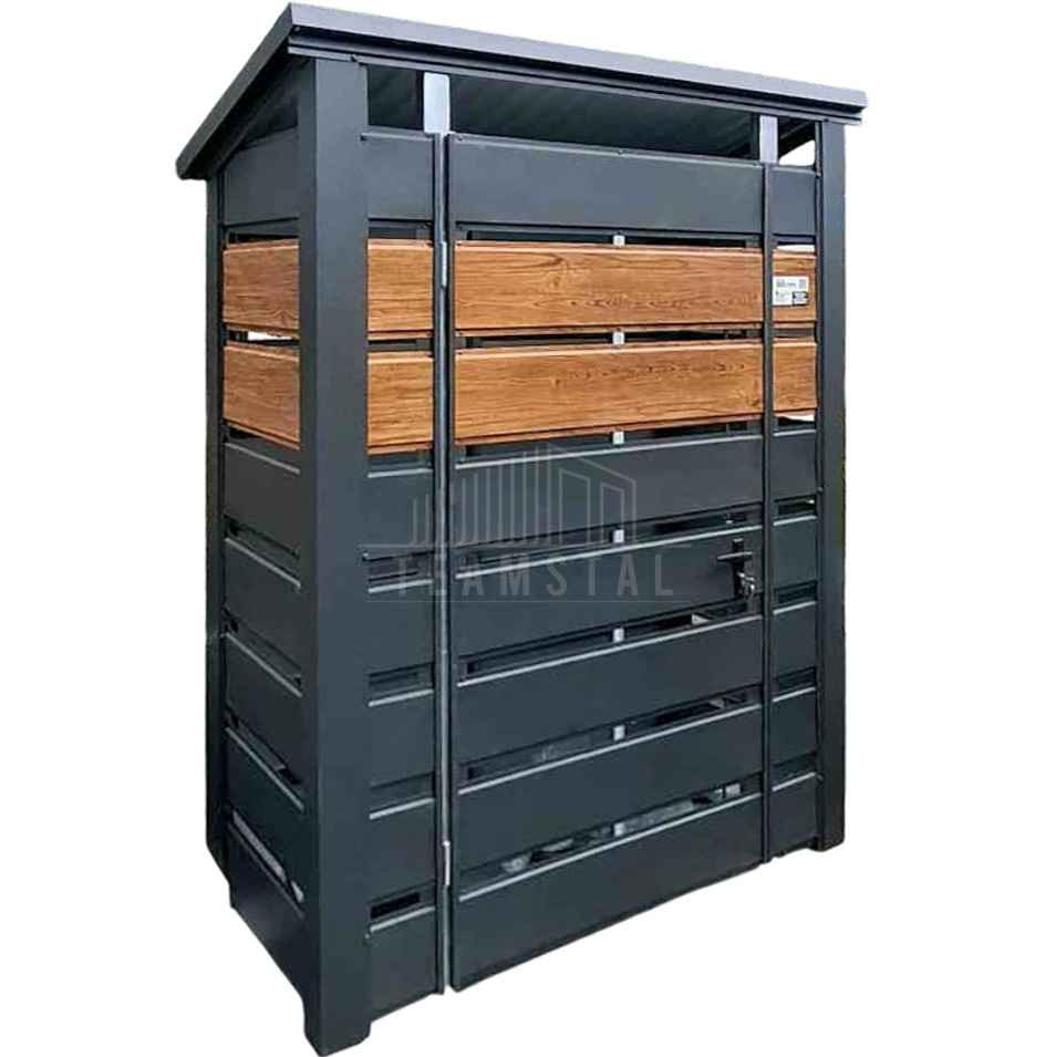 Wiata śmietnikowa 1,5x0,5m - drewnopodobny- dach TS1208 Sanok - zdjęcie 1